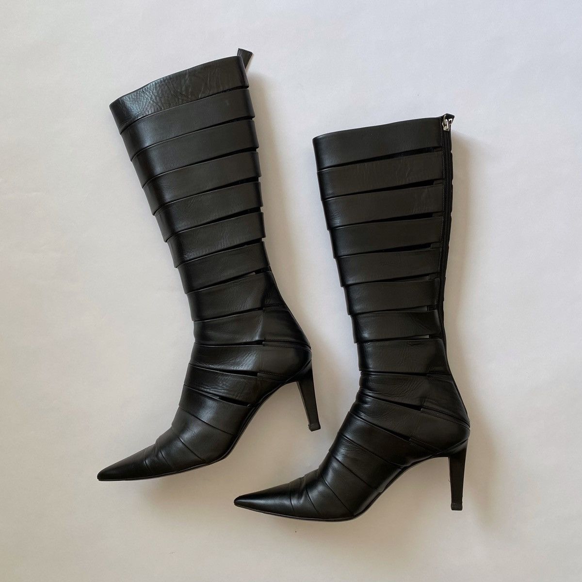 Jil Sander Jil Sander Black Leather Pointed Toe Knee-hight Boots Size US 6.5 / IT 36.5 - 2 Thumbnail