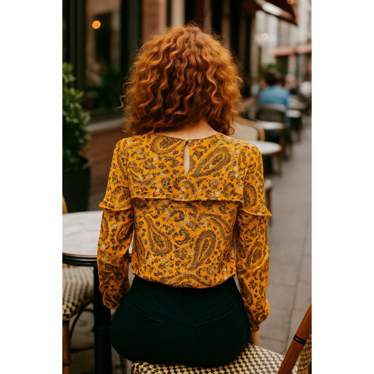 Abercrombie & Fitch Abercrombie Fitch XS Mustard Paisley Floral Long Sleeve Ruff Size XS / US 0-2 / IT 36-38 - 7 Thumbnail