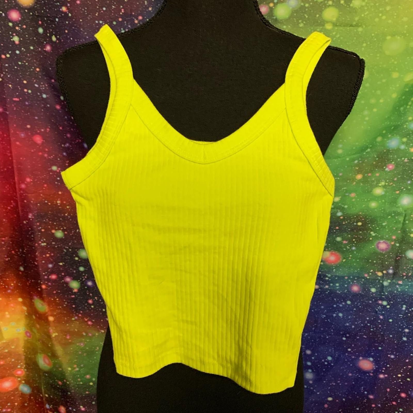 Designer Wild Fable Yellow Ribbed Crop Tank Top Size XXS / US 00 / IT 34 - 1 Thumbnail
