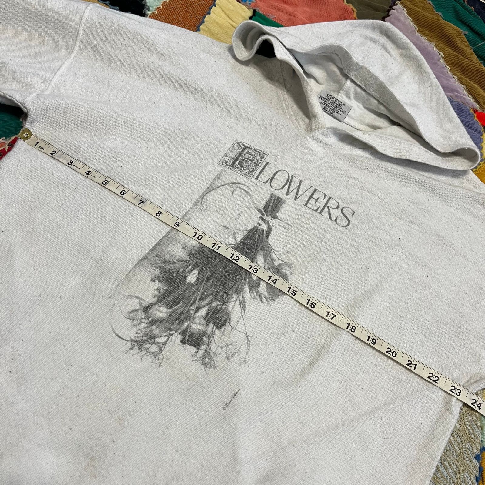 Other Vintage Spirit Flowers White Towelish Material White Hoodie Size US L / EU 52-54 / 3 - 7 Thumbnail