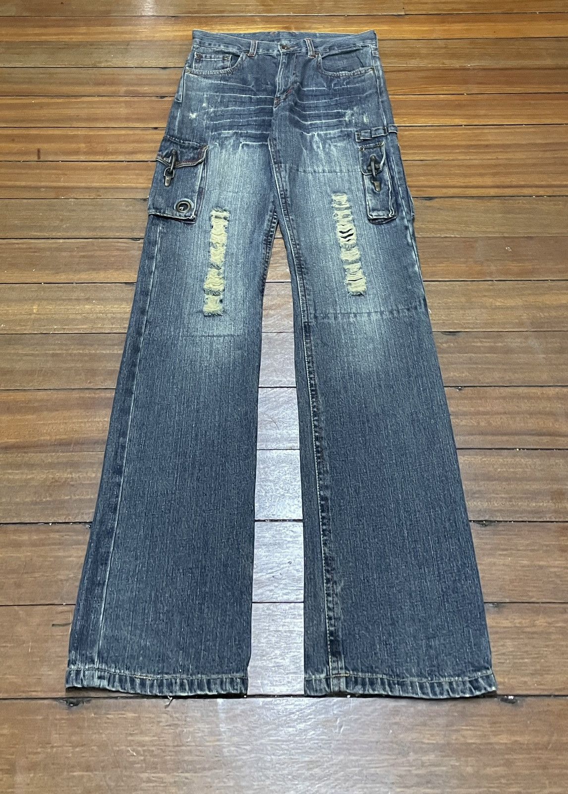 Very Rare Vintage Japanese Brand Tactical Cargo Jeans 2000s