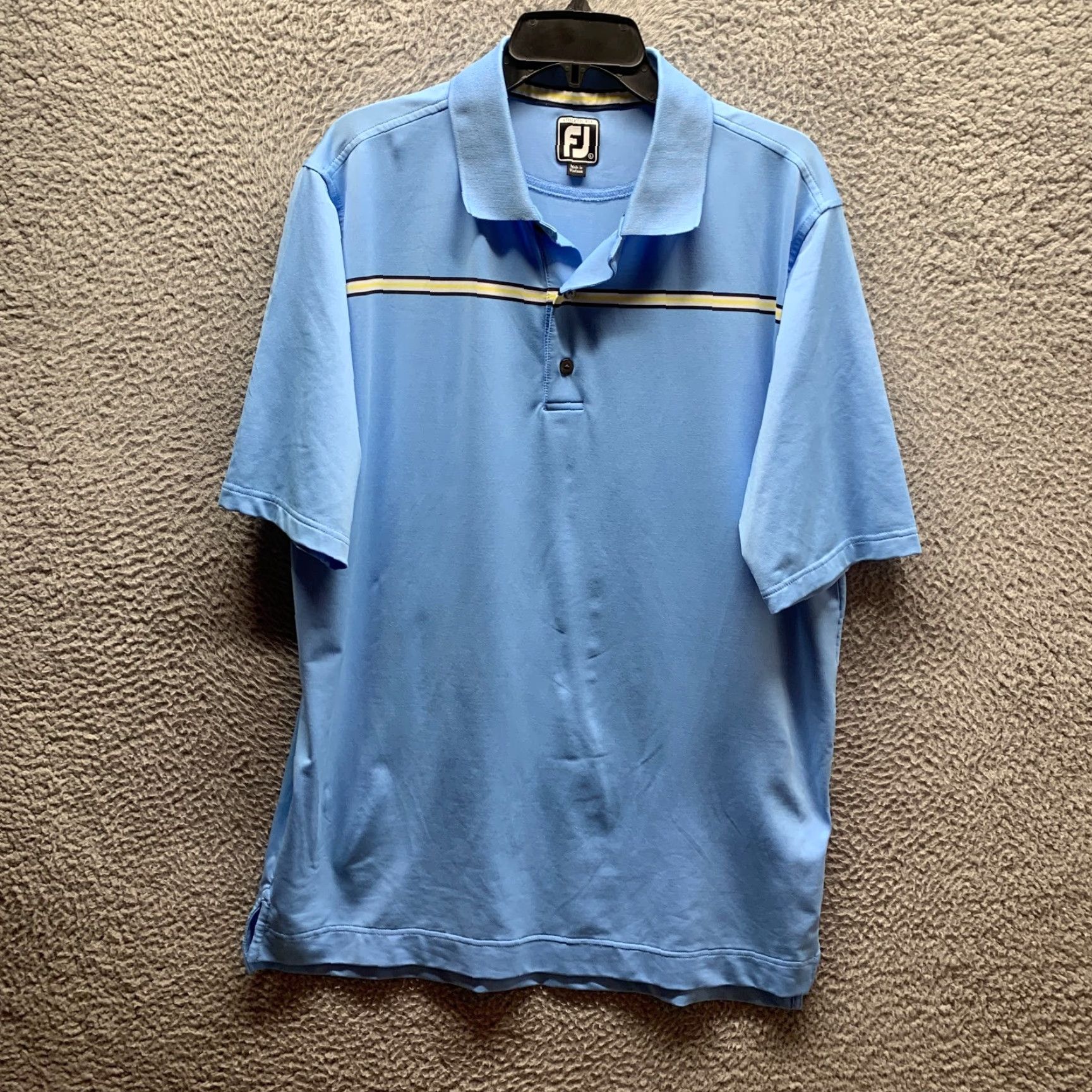 Footjoy FootJoy Polo Shirt Adult L Blue Stripe Pastel Golf Mens Polo Stretch Short Sleeve Casual 90s FootJoy Size US L / EU 52-54 / 3 - 2 Thumbnail