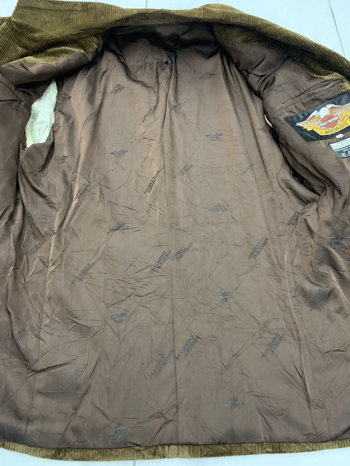 Harley Davidson × Vintage Vintage Harley Davidson corduroy blazer coat leather elbow Size 42L - 5 Thumbnail