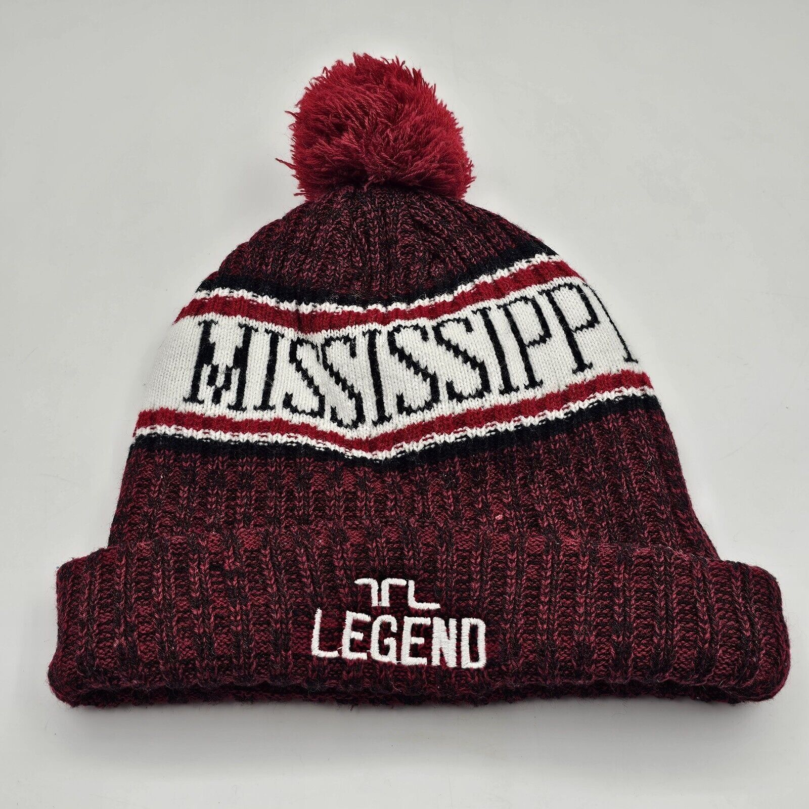 Other Mississippi State Pom Pom Beanie Hat Cuffed Knit Maroon One Size ONE SIZE - 2 Thumbnail