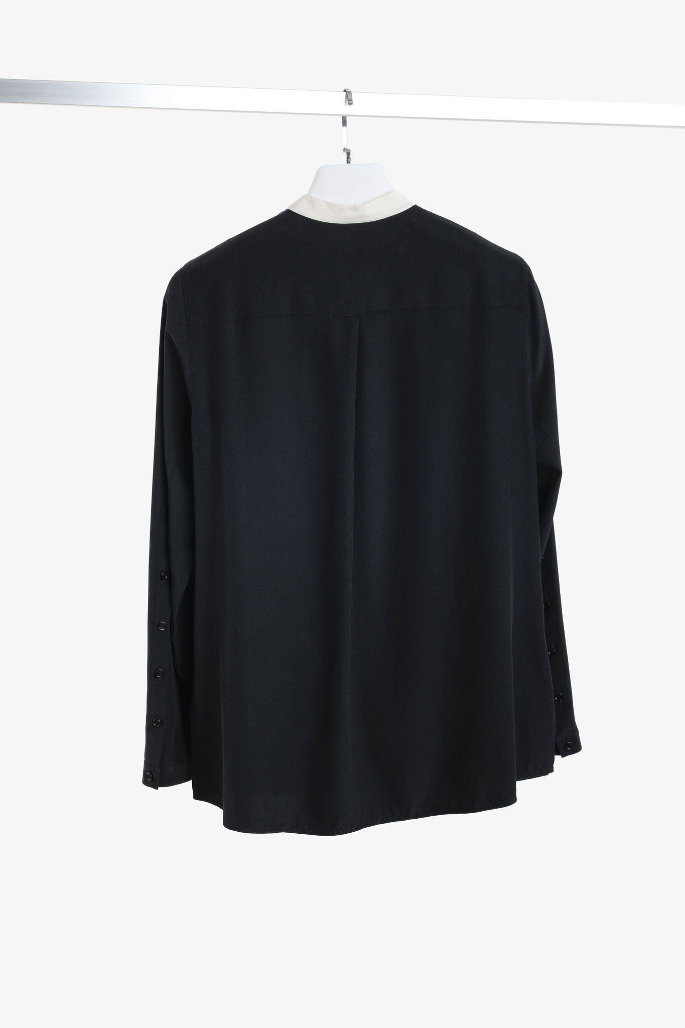 Akris Akris Punto Black Silk Colour-Block Button-Up Blouse Size M / US 6-8 / IT 42-44 - 2 Thumbnail