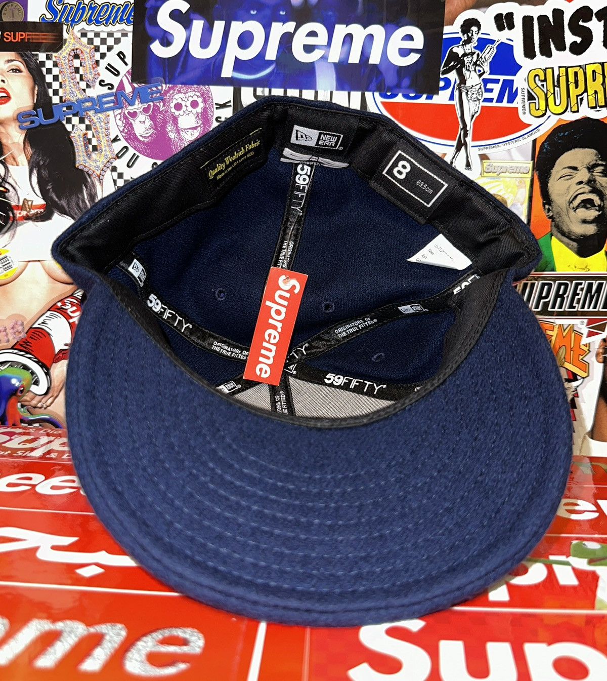 FW10 DS Supreme New Era Woolrich Box Logo Fitted Hat Navy 8