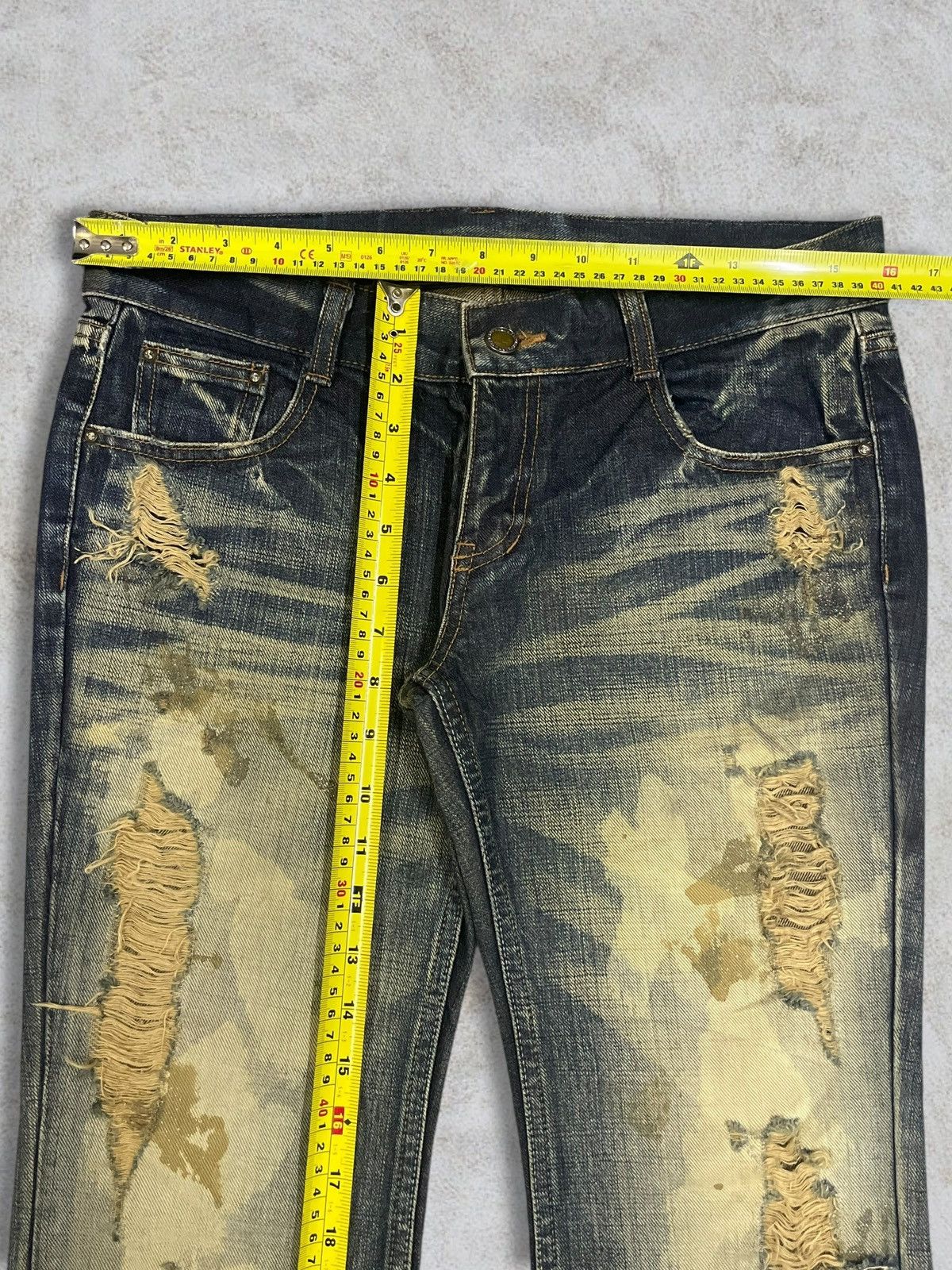 GOSTAR DE FUGA Japanese Goth Acid Wash Distressed Avant-Garde Flare Denim Size 32" / US 10 / IT 46 - 17 Thumbnail