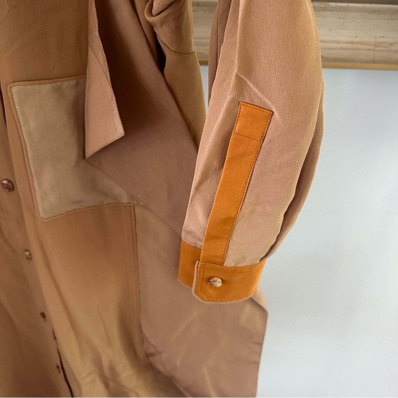 Burberry Burberry Camel Tan Draped Silk Blouse Women US2 Size XS / US 0-2 / IT 36-38 - 6 Thumbnail