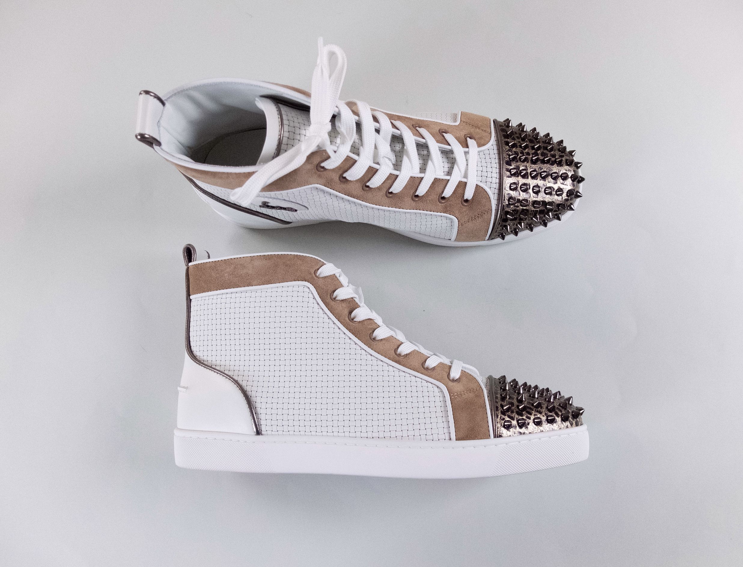 Christian Louboutin CHRISTIAN LOUBOUTIN Louis Spikes white leather sneakers 12 Size US 12 / EU 45 - 2 Thumbnail