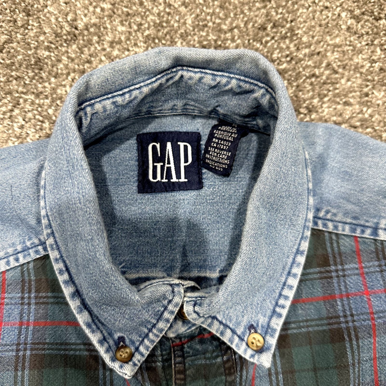 Gap VTG 90s Gap Denim Shirt Mens M Plaid Long Sleeve Gorpcore Size US M / EU 48-50 / 2 - 3 Thumbnail