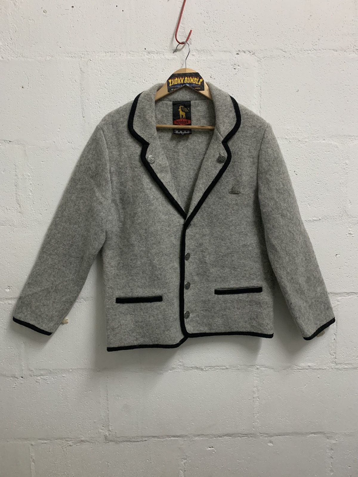 image of Vintage Steinbock Austria Boiled Wool Jacket in Grey, Women's (Size Medium)