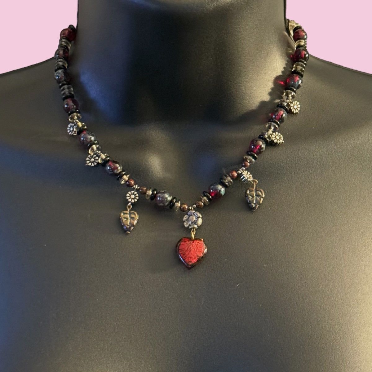 Other Colorful glass bead hearts and flower charms necklace Size ONE SIZE - 1 Thumbnail