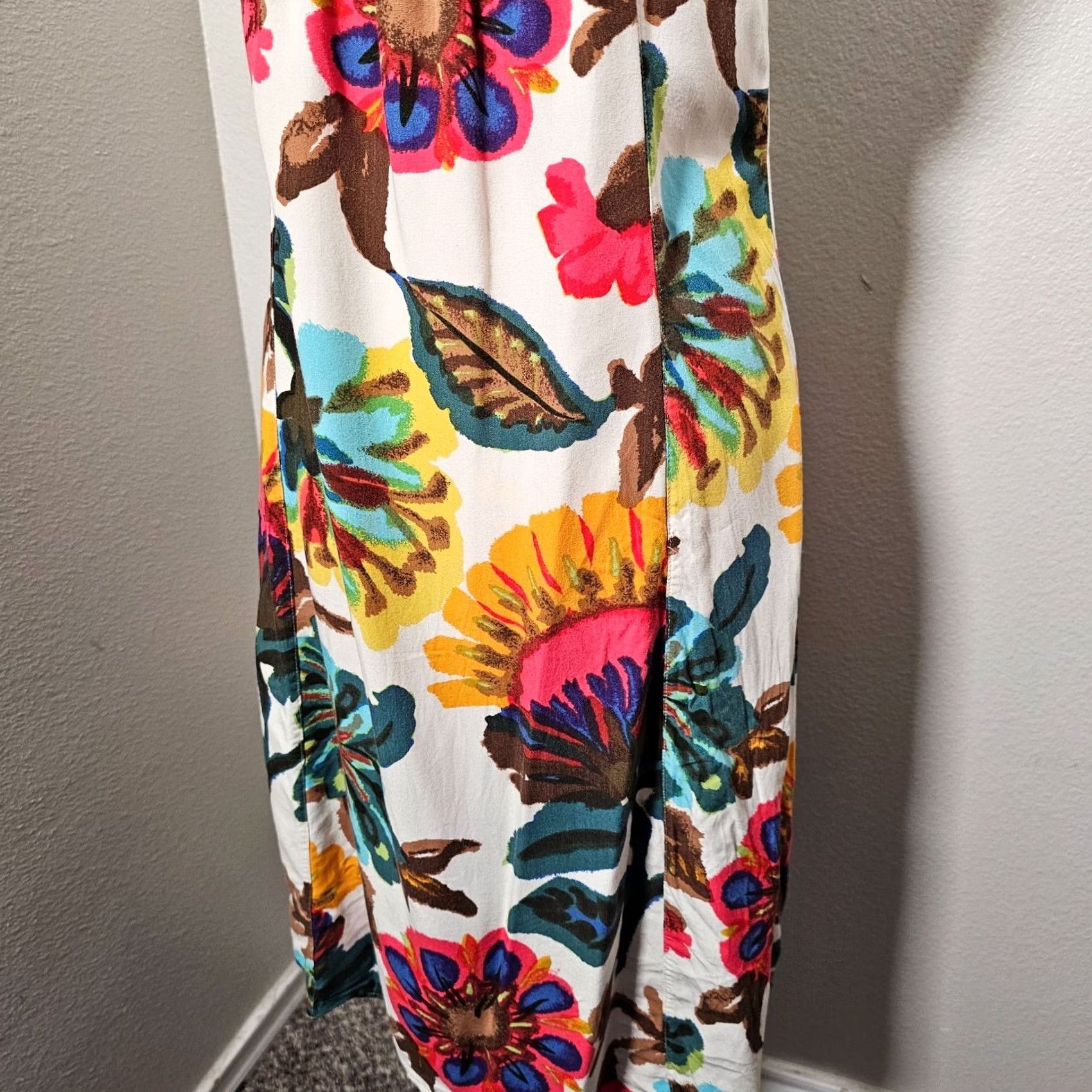 Lucky Brand Lucky Brand Dress Maxi Floral Sleeveless Scoop Neck Beige S Womens Dress, Casual, Wedding, Party, Floral Pattern, Slimming, Cotton Blend Size S / US 4 / IT 40 - 7 Thumbnail