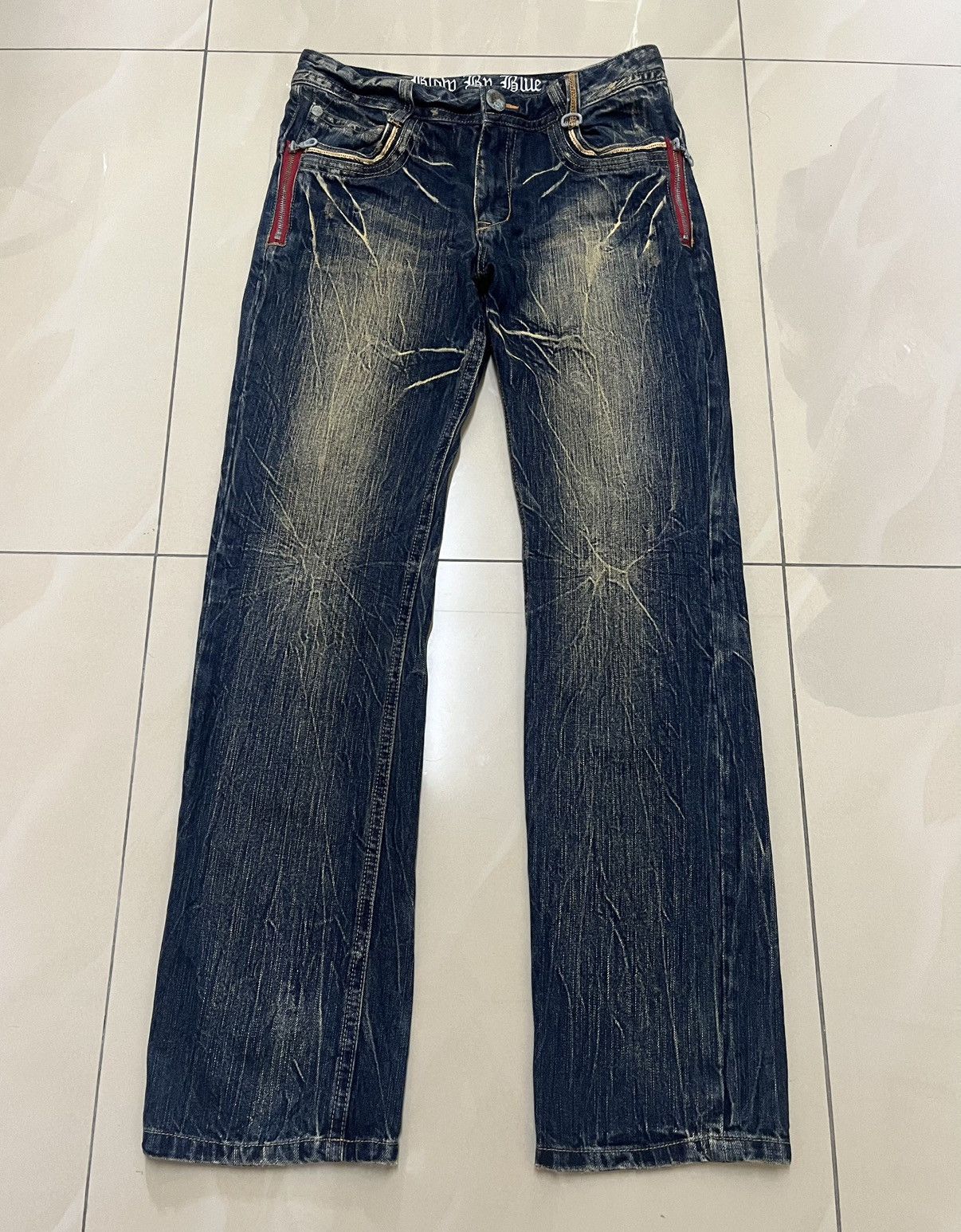 If Six Was Nine blow by blue distressed mud rusty thunder denim buckle back Size US 32 / EU 48 - 1 Thumbnail