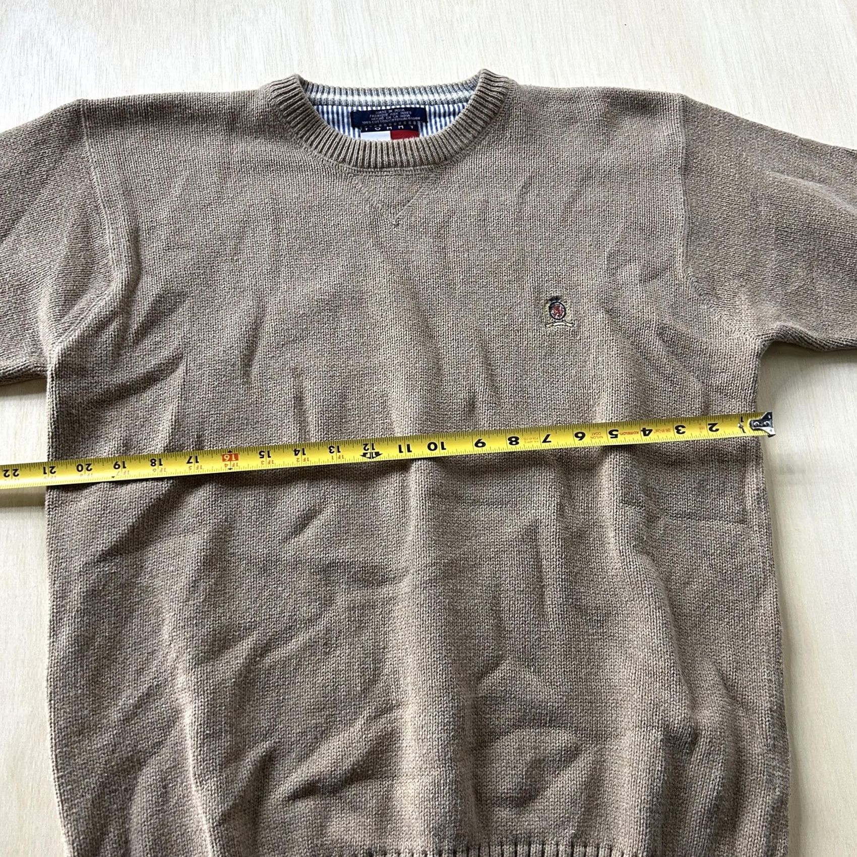 Tommy Hilfiger Tommy Hilfiger Sweater Mens L Beige Crewneck Cotton Knit Pullover Size US L / EU 52-54 / 3 - 5 Thumbnail