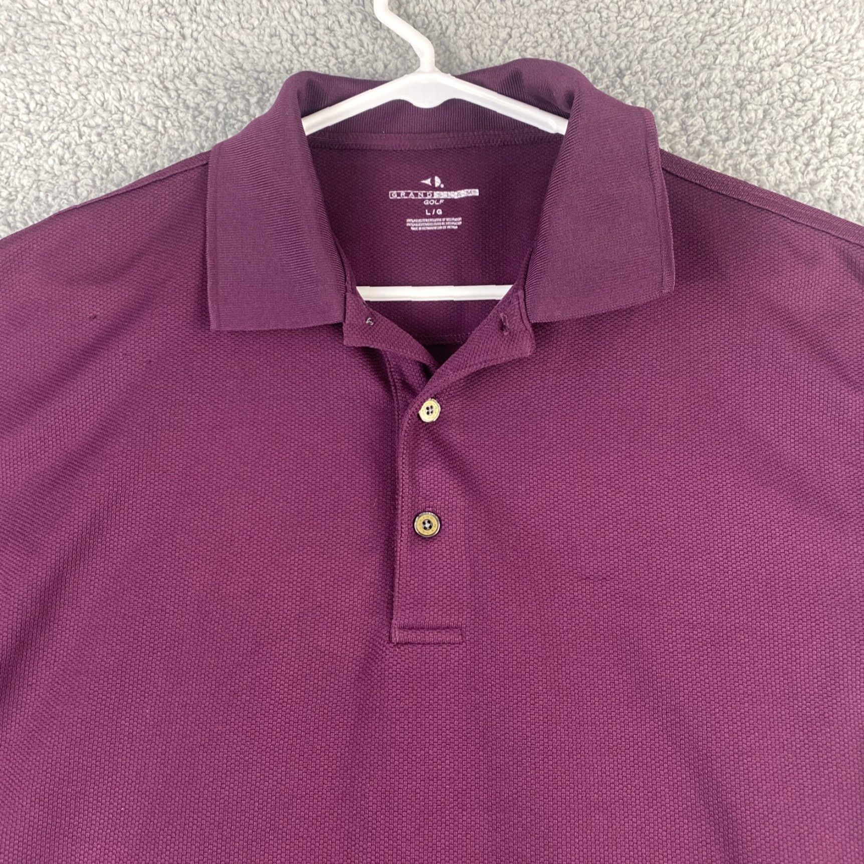 Vintage Grand Slam Polo Shirt Men Large Burgundy Golf Activewear Casual Knit 100% Polyester Short Sleeve Button Collared Regular Fit Performance Shirt Size US L / EU 52-54 / 3 - 3 Thumbnail