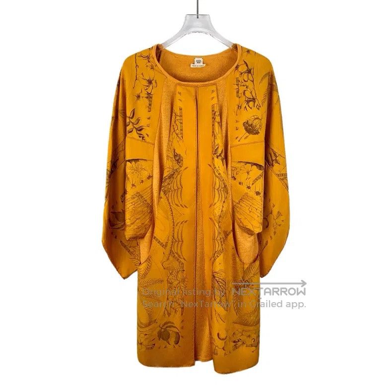 Hermes Hermes Orange floral print linen round neck long-sleeve kn Size XXS / US 00 / IT 34 - 1 Thumbnail
