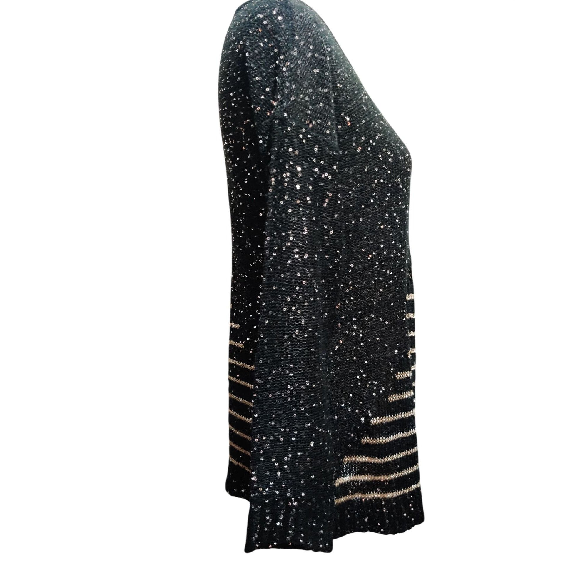 Vintage Vintage Escio Black Gold Sequin Stripe Knit Sweater Size M 8 Size M / US 6-8 / IT 42-44 - 9 Thumbnail