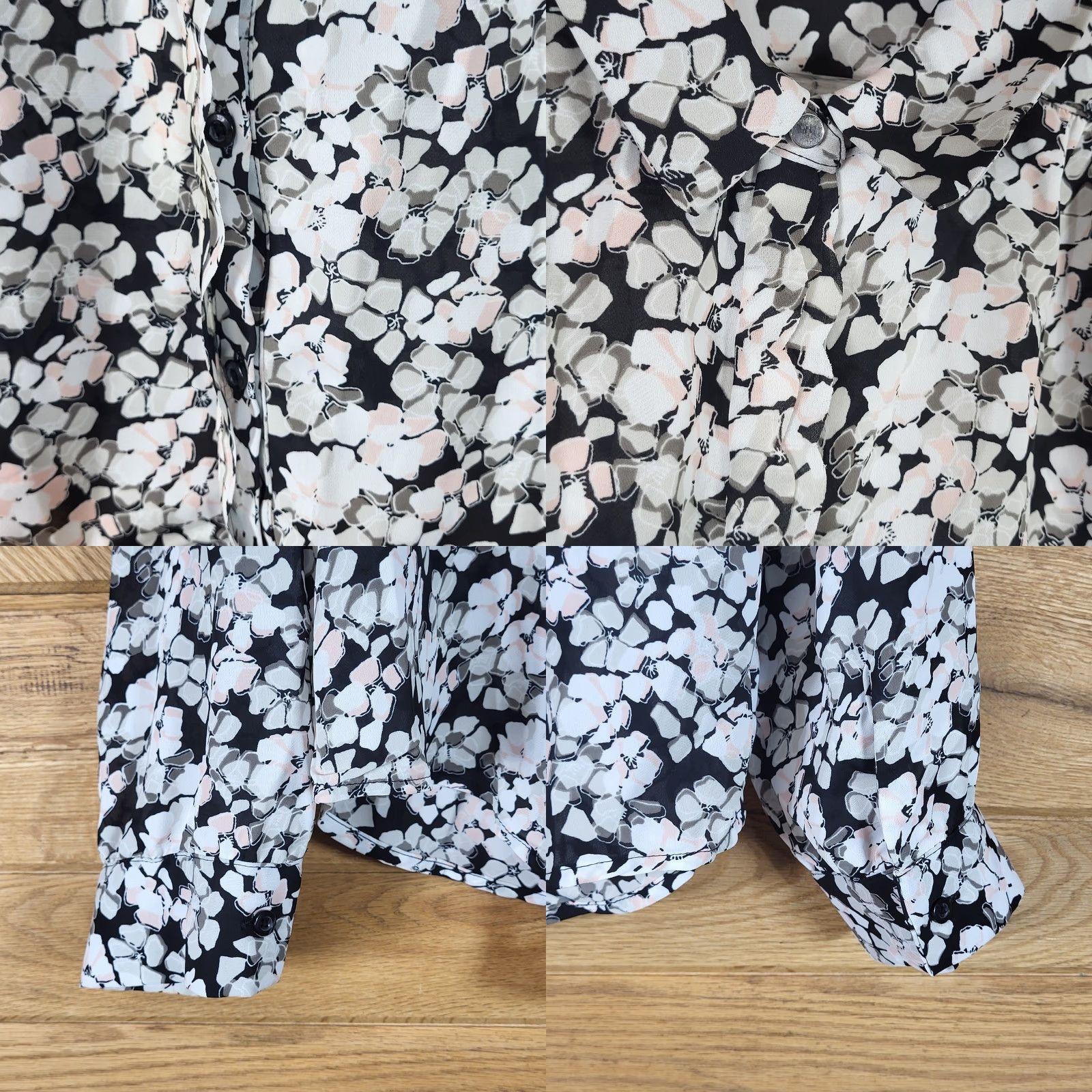 Vintage VINTAGE ELLE Button-Down Shirt Women XL Floral Geometric Print Long Sleeve Black White Size XL / US 12-14 / IT 48-50 - 8 Thumbnail