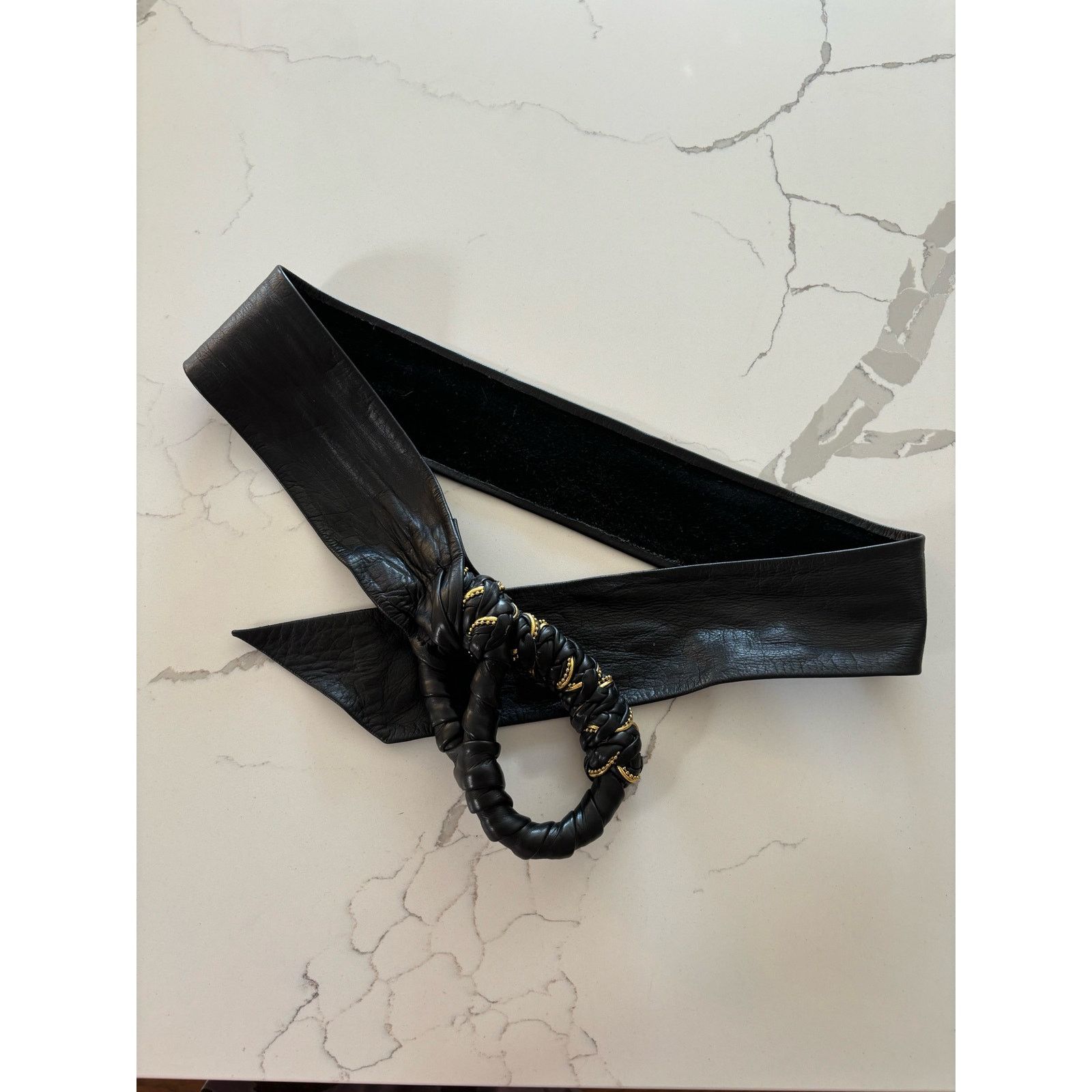 Vintage Vintage Leather Belt with gold details Size ONE SIZE - 3 Thumbnail