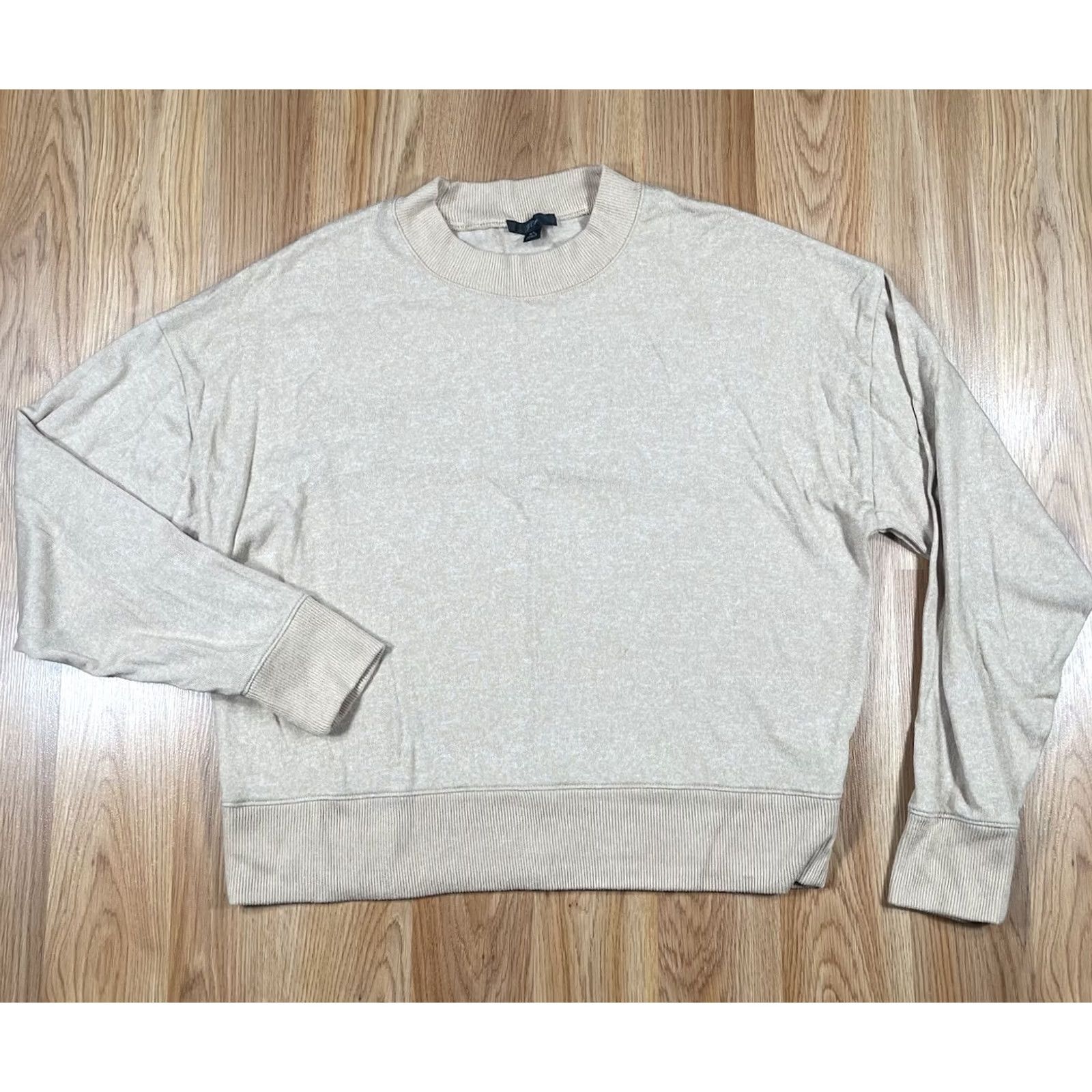 Vintage J Crew Sweater Womens XL Beige Knit CrewNeck LongSleeve Pullover Polyester Blend Size XL / US 12-14 / IT 48-50 - 2 Thumbnail