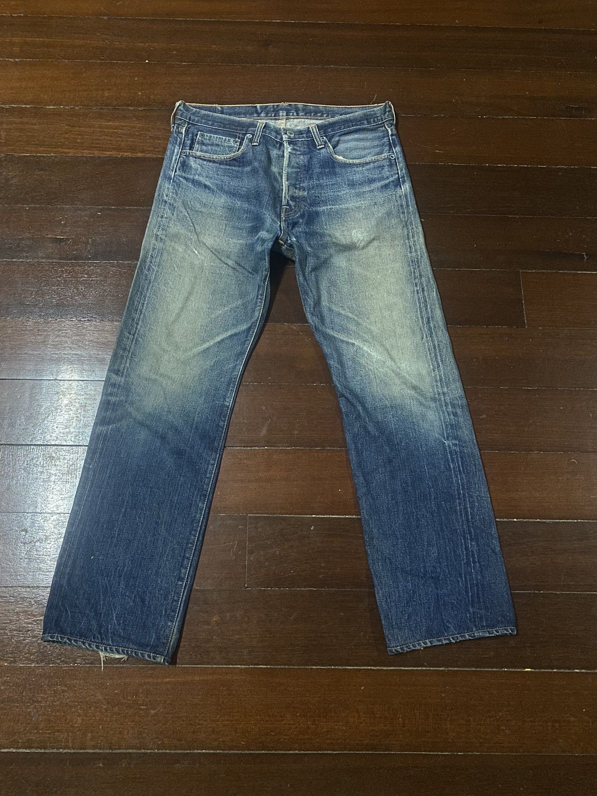 Denime Vintage DENIME JAPAN Distress Mud wash Selvedge Jeans Size US 34 / EU 50 - 1 Thumbnail