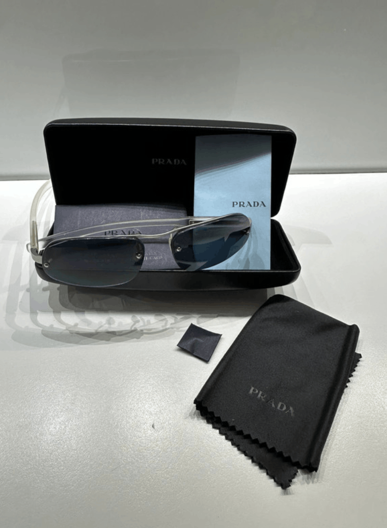 PRADA 2004 Sunglasses Rimless Sport Metal Frame Shield