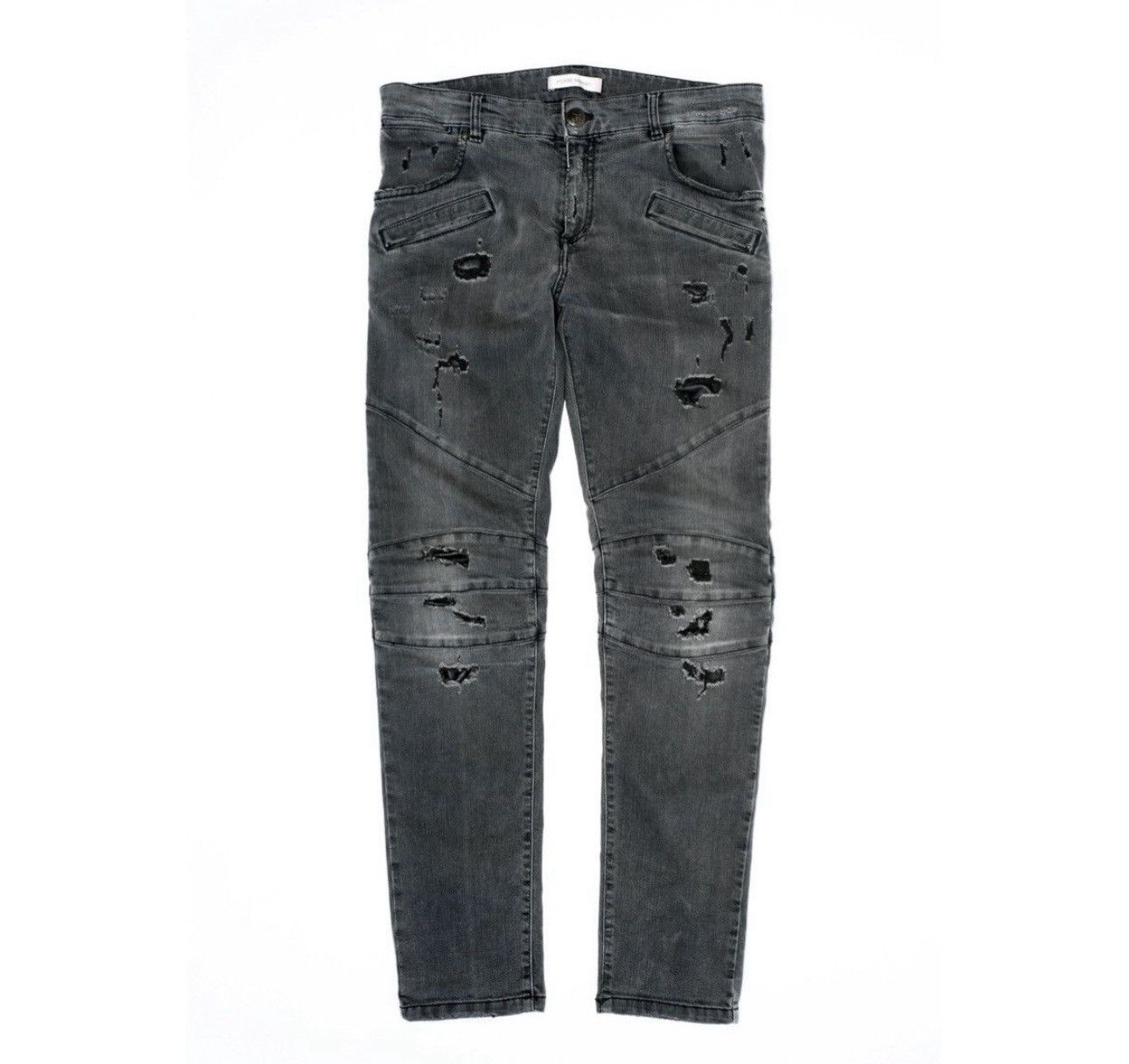 Pierre Balmain Distressed Repaired Skinny Biker Jeans