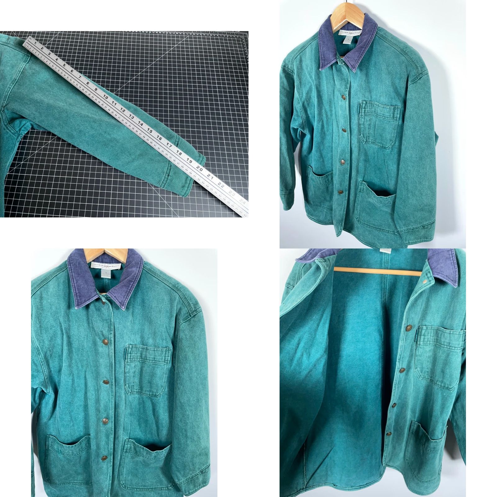 Gloria Vanderbilt VINTAGE Gloria Vanderbilt 90s Denim Chore Jacket Women's Medium Green Blue Pigment Dye Jacket/Coat Size M / US 6-8 / IT 42-44 - 8 Thumbnail