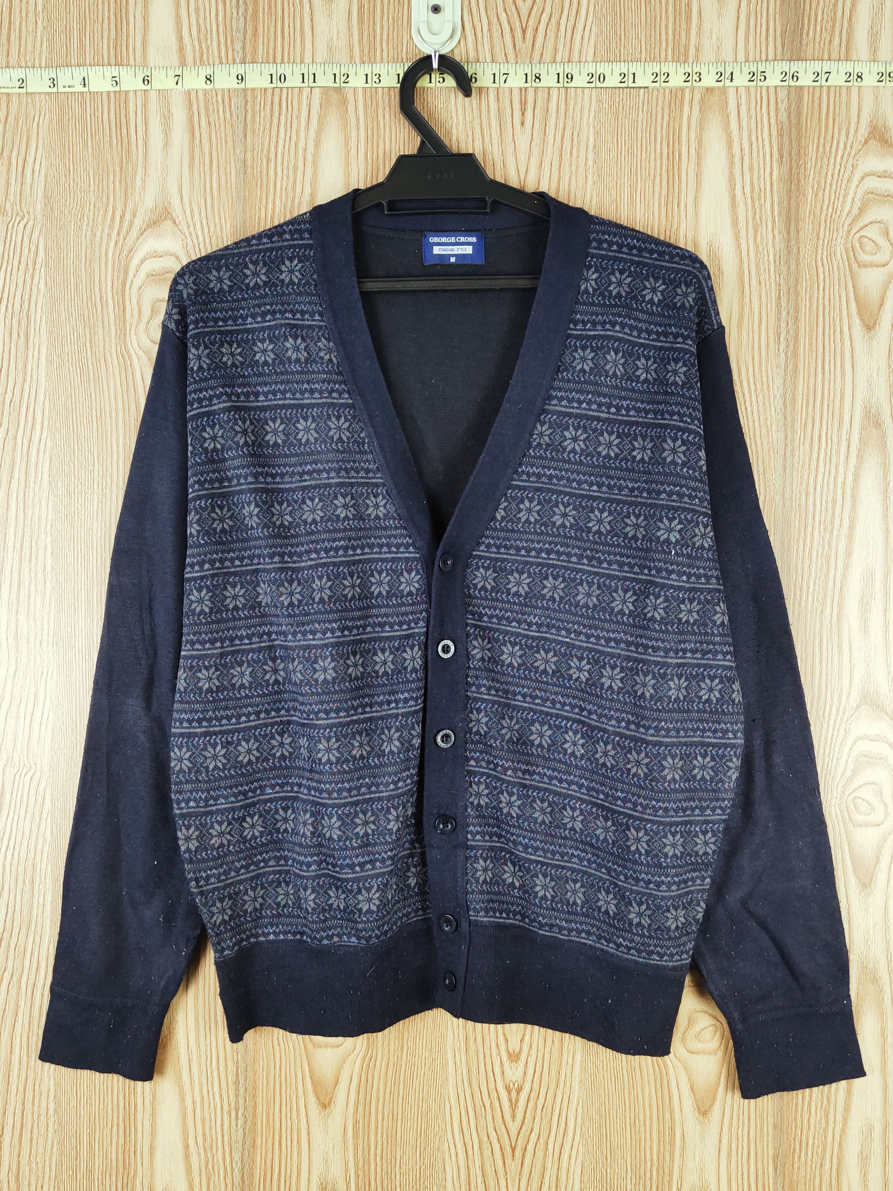 Japanese Brand × Vintage Vintage 💥 George Cross Navy Knitwear Cardigan Size US M / EU 48-50 / 2 - 1 Thumbnail