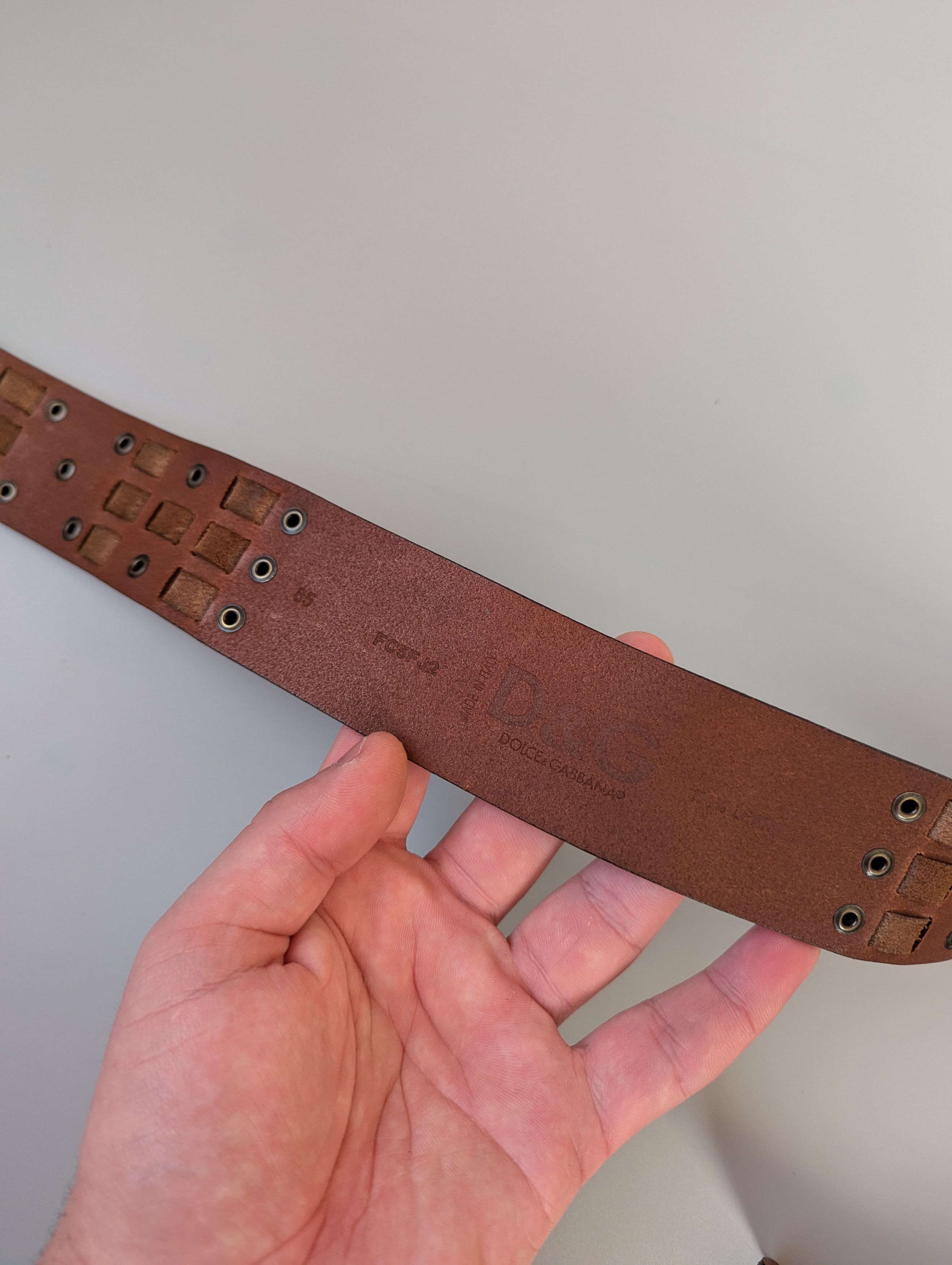 Dolce & Gabbana × Vintage Dolce Gabbana Vintage Leather Belt With Metal Size 85cm Size 32 - 11 Thumbnail
