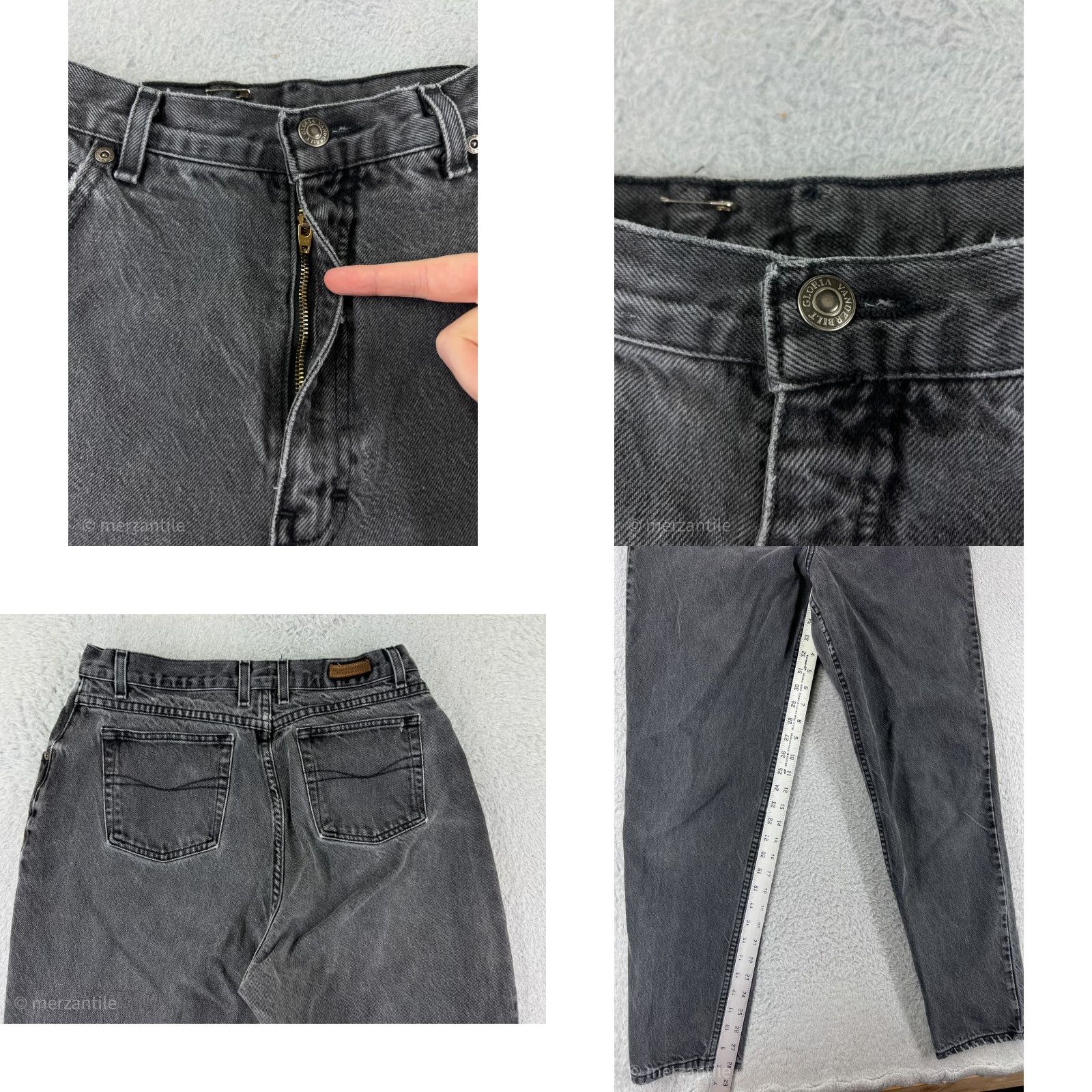 Gloria Vanderbilt VINTAGE Gloria Vanderbilt Women’s Jeans Black Denim 28W 28L High Rise Stretch Cotton Blend 5-Pocket Design Tapered 14 Regular Womens Jeans Size 36" / US 14 / IT 50 - 8 Thumbnail