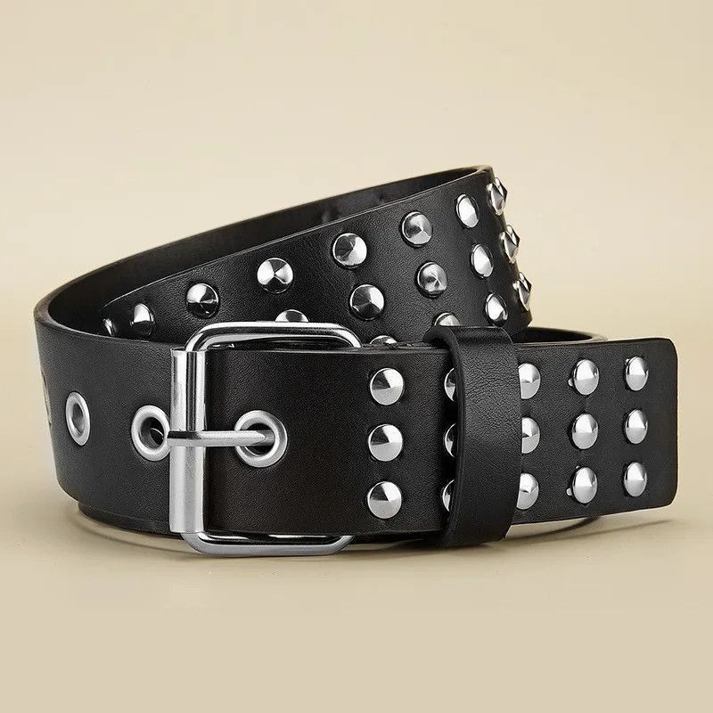 Other 110cm Round Studded Punk Biker Belt Size ONE SIZE - 4 Thumbnail