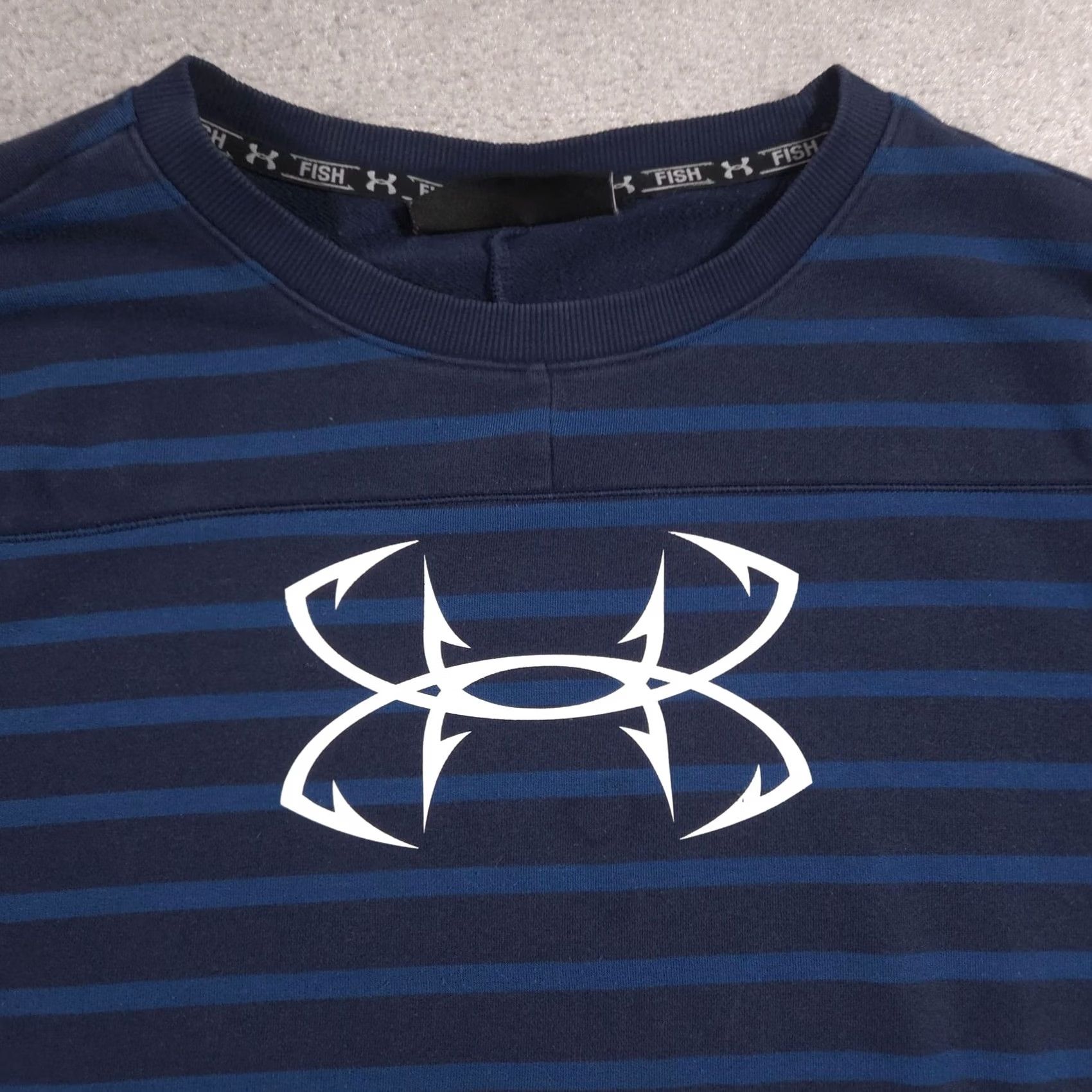 Under Armour Under Armour Fish Sweatshirt Mens Large Blue Striped Pullover Logo Outdoor Size US L / EU 52-54 / 3 - 4 Thumbnail