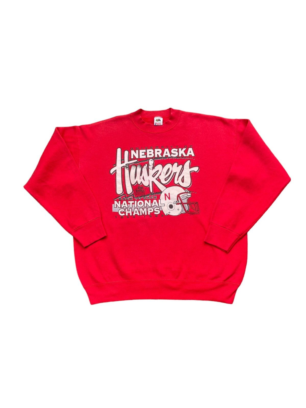 image of Made In USA x Nfl Vintage 90’S University Of Nebraska Crewneck in Red, Men's (Size Large)