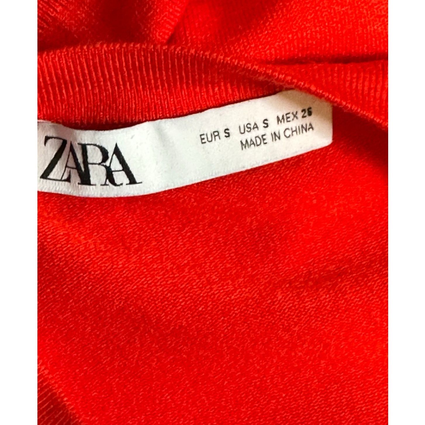 Zara Zara bright red crew neck long sleeves sweater size Small Size S / US 4 / IT 40 - 3 Thumbnail