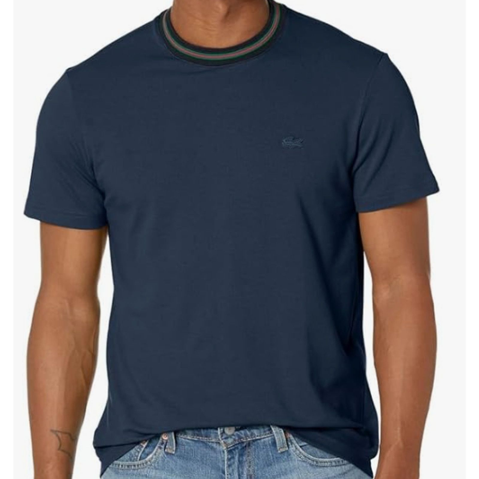 Lacoste Lacoste Men's Short Sleeve Fancy Crew Neck T-Shirt, Marine S Size US S / EU 44-46 / 1 - 1 Thumbnail