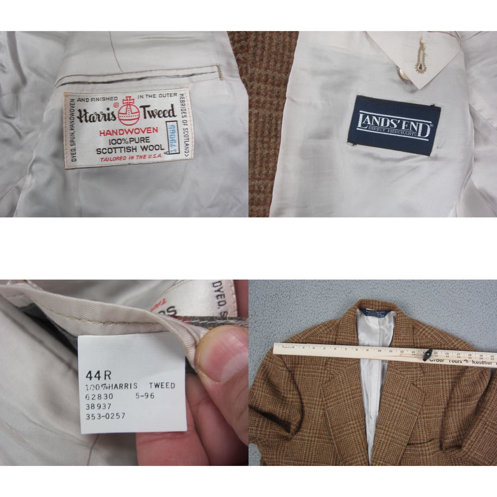 Lands' End VINTAGE Lands' End Blazer Jacket Mens 44R Brown Wool Tweed 80s Stadium Size 44R - 9 Thumbnail