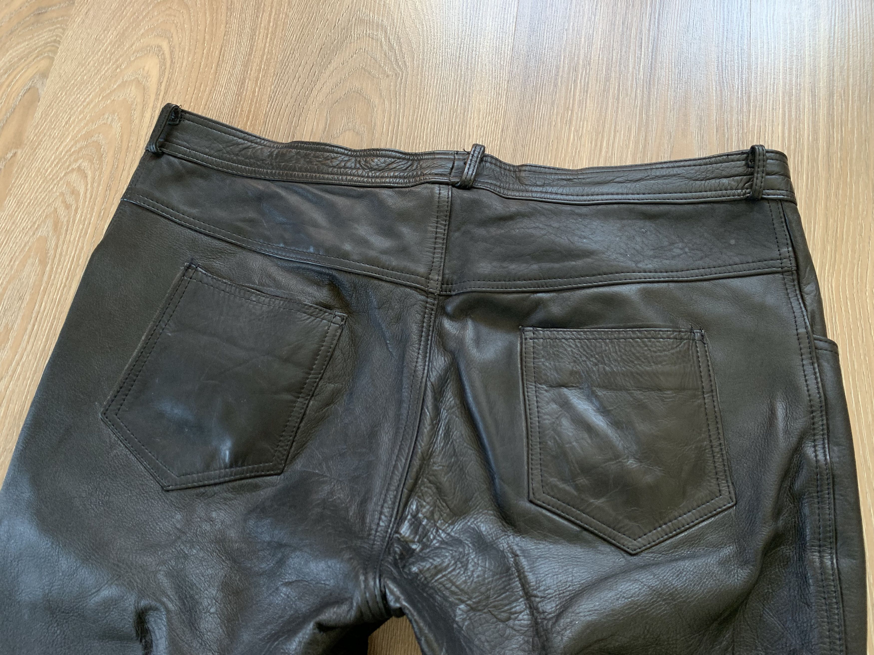 Leather Mens Vintage Black Biker Leather Pants Size US 40 / EU 56 - 6 Thumbnail