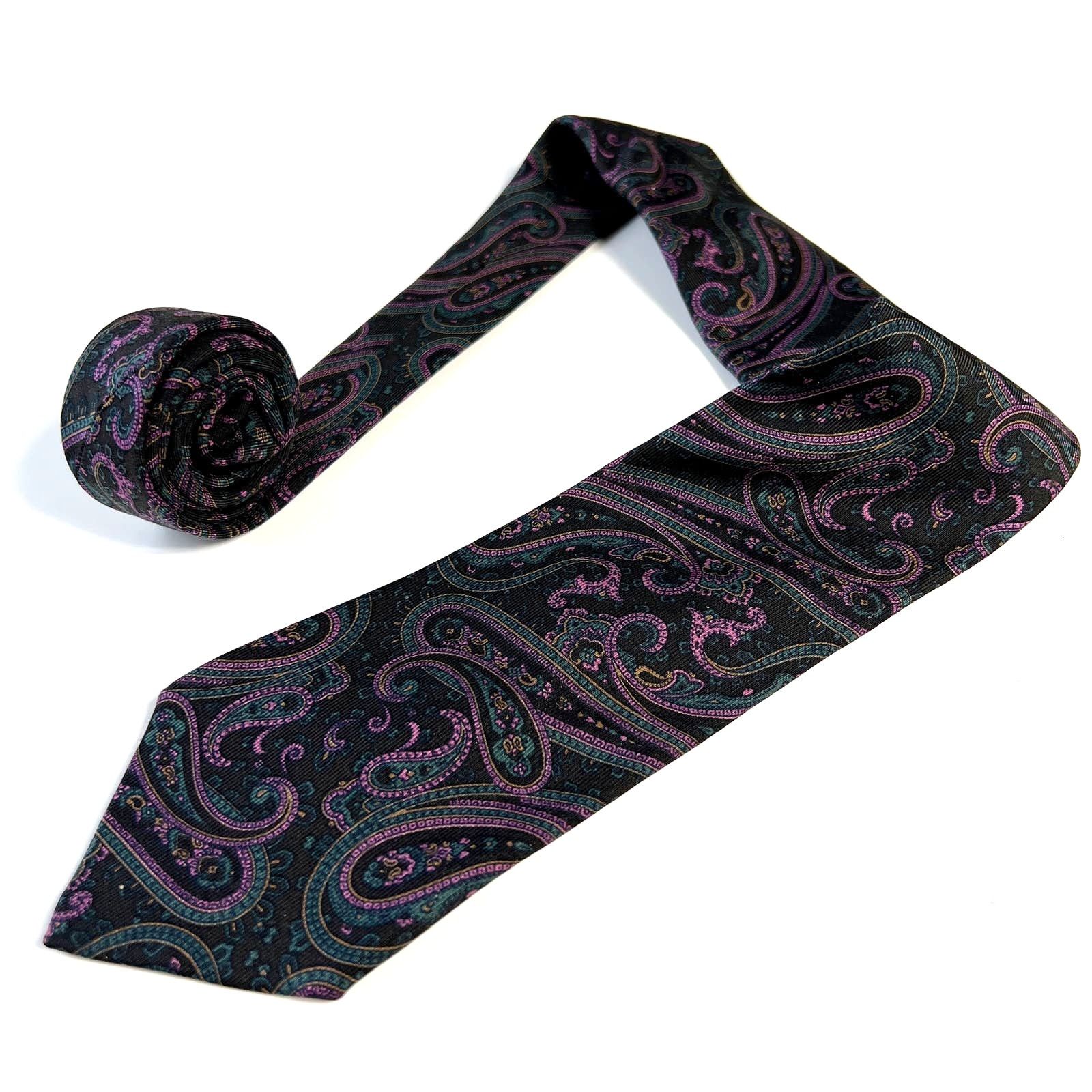 Robert Talbott Robert Talbott Men's Tie USA Made Black Paisley Silk Necktie Size ONE SIZE - 1 Thumbnail