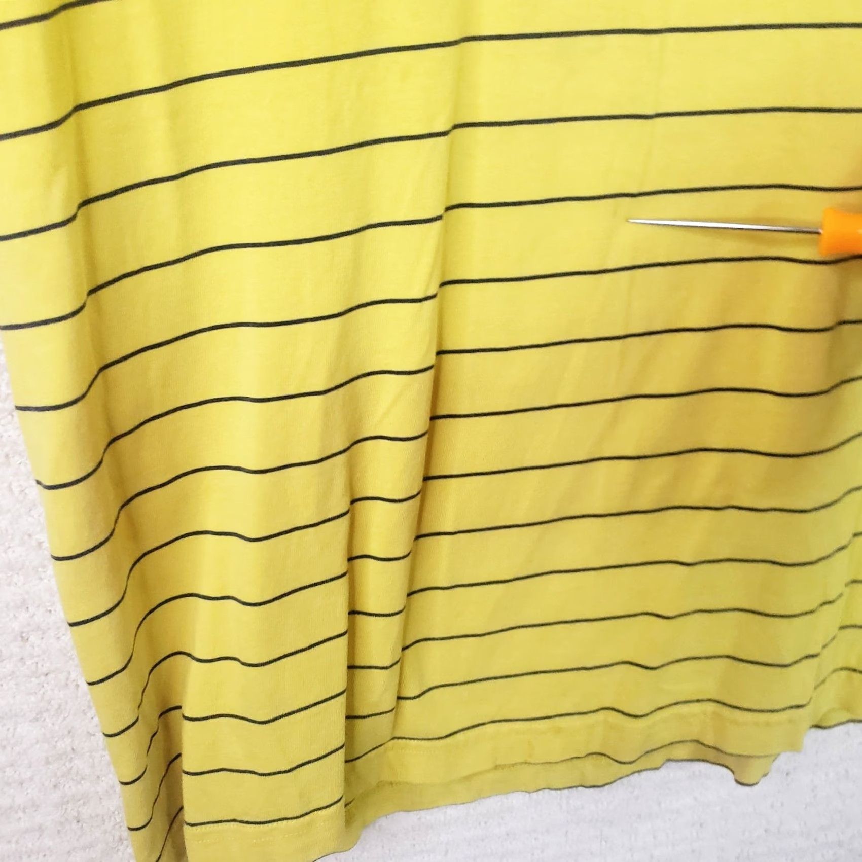 Lands' End Lands' End Super-T Tee Shirt Mens M Yellow Blue Striped Short Sleeve Crew Neck 100% Cotton Jersey Shirt Size US L / EU 52-54 / 3 - 4 Thumbnail