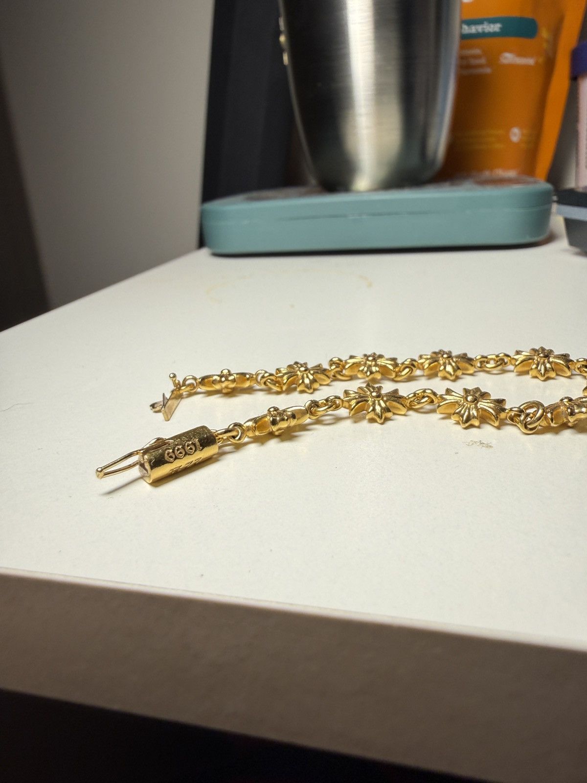Chrome Hearts Chrome Hearts Gold Tiny E Cross Plus Bracelet Logo small Size ONE SIZE - 15 Thumbnail