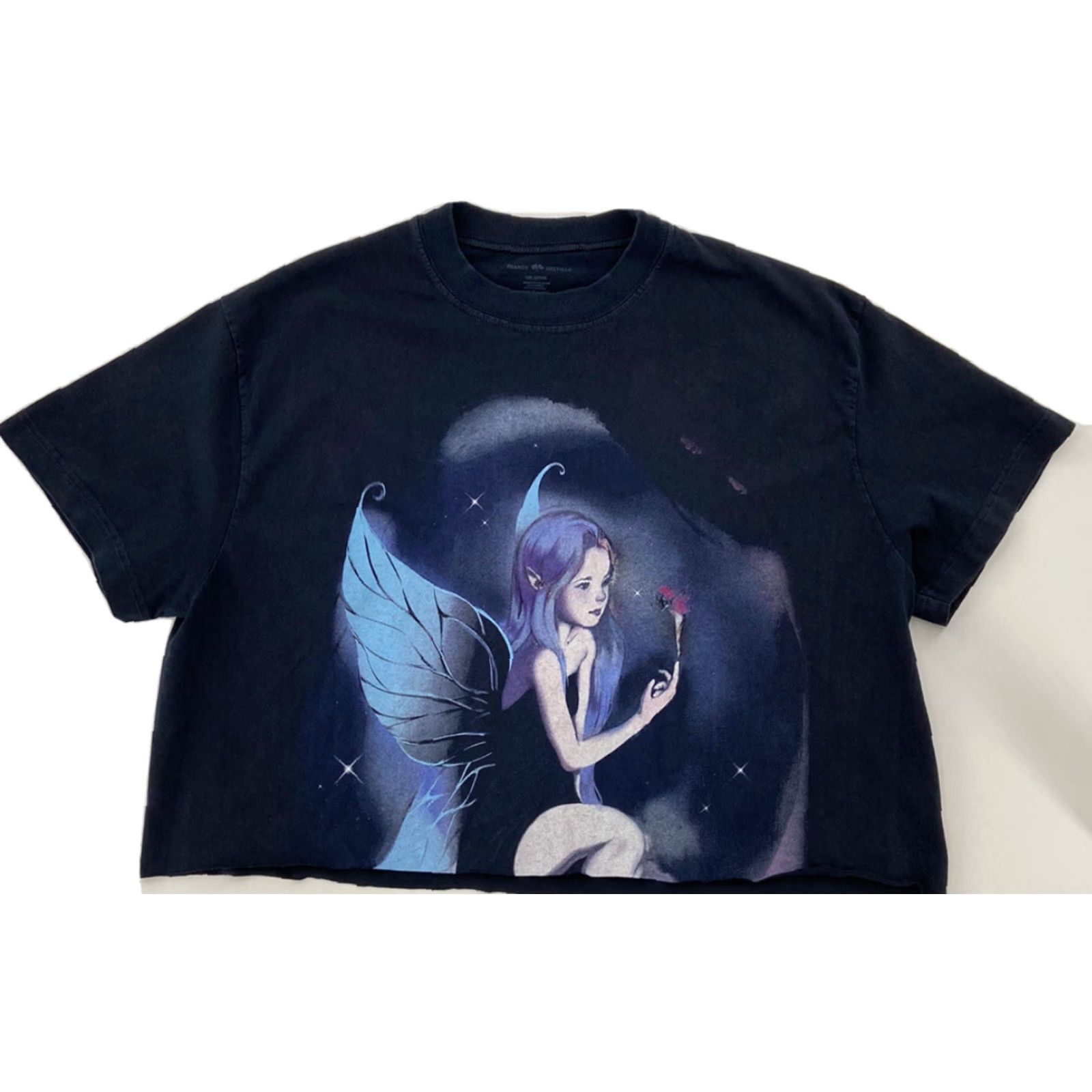 Brandy Melville VINTAGE Brandy Melville Cropped Top Womens One Size Blue Graphic Crew Neck Tee Marina Lost Girl Size ONE SIZE - 3 Thumbnail