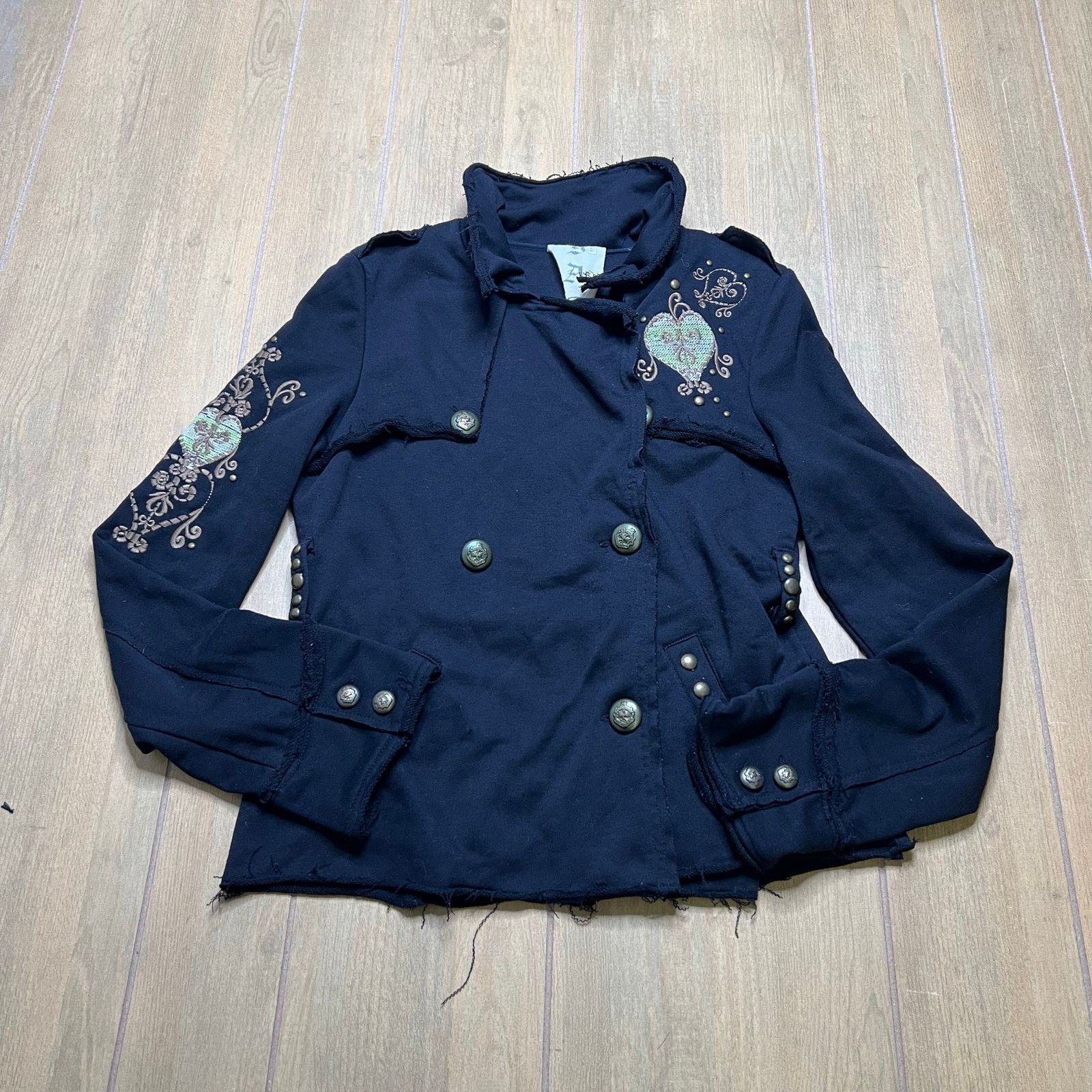 Vintage RAG COUTURE Jacket Womens M Black Embroidered Studded Y2K Size M / US 6-8 / IT 42-44 - 1 Thumbnail