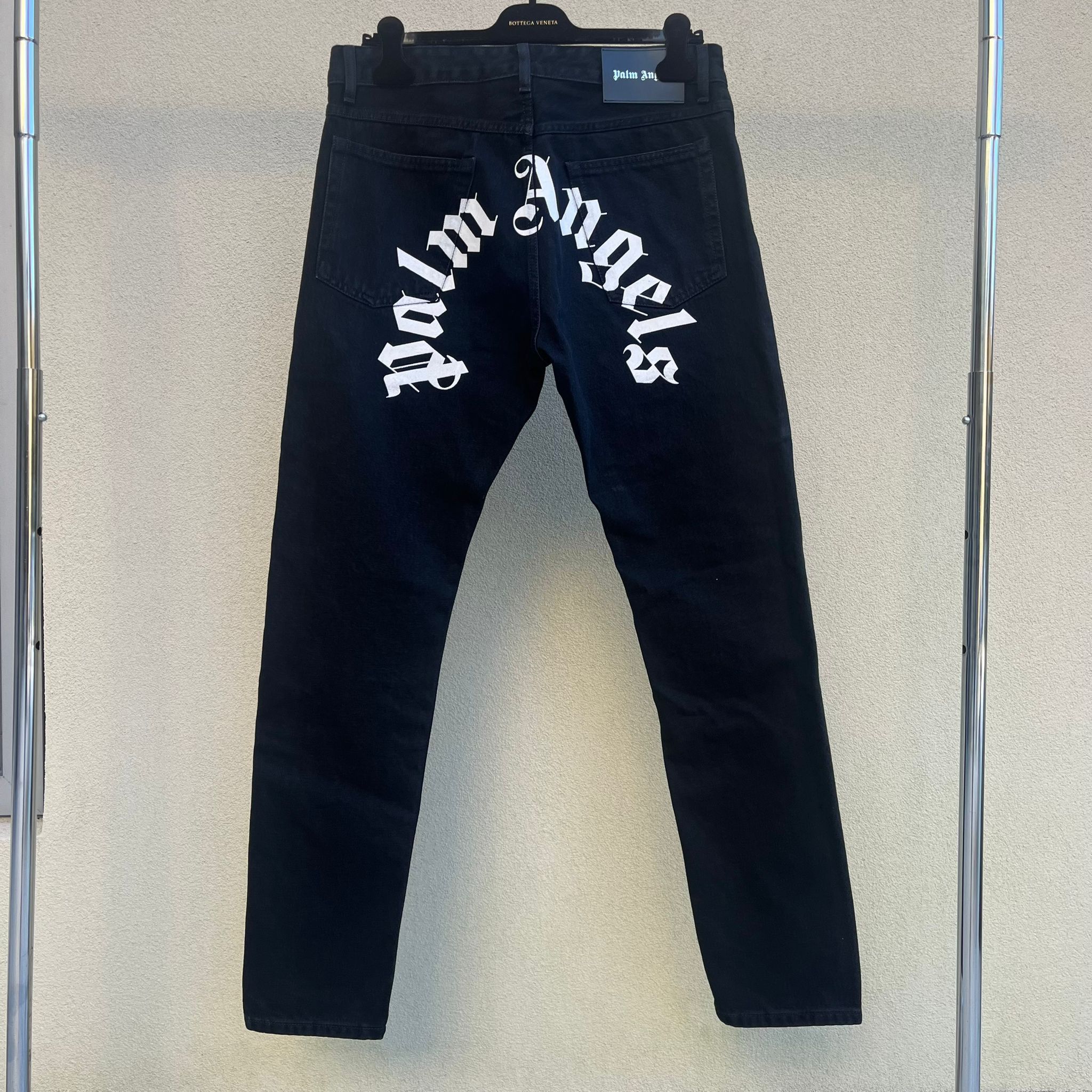 Palm Angels White Print Classic Logo Denim in Black Size US 32 / EU 48 - 6 Thumbnail