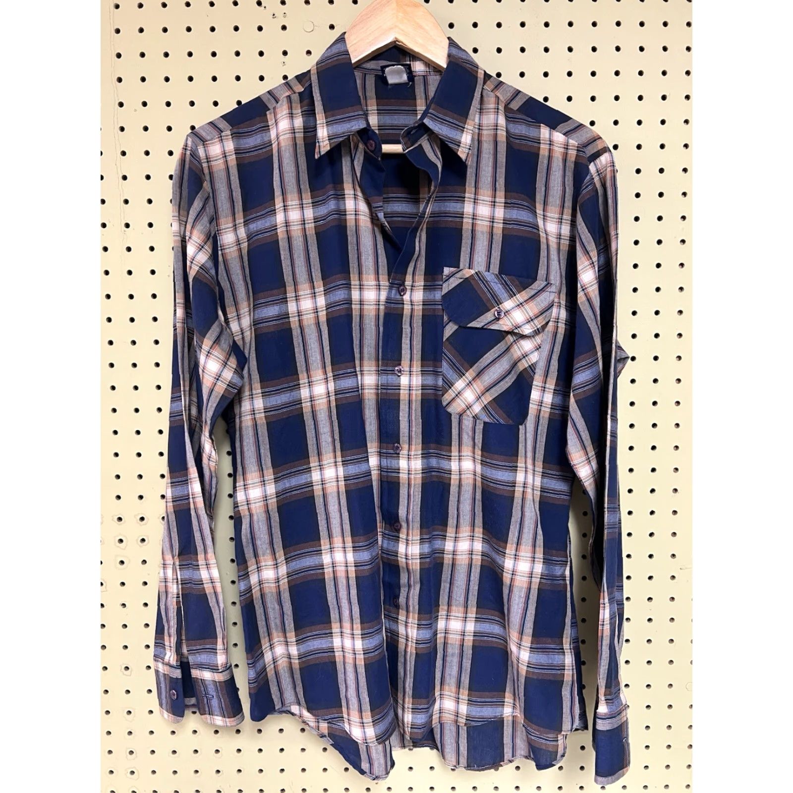Wrangler VINTAGE Wrangler Plaid Button Up Collar Cowboy Rodeo Size M Blue Brown Shirt Mens 90s Theme Cowboy Size US M / EU 48-50 / 2 - 2 Thumbnail