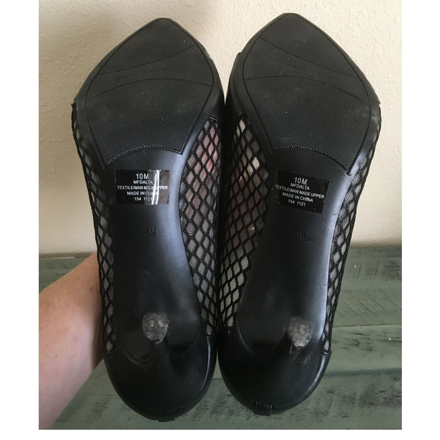 Marc Fisher Marc Fisher Dalta 10M Black Fishnet Inspired Stiletto Heels Size US 10 / IT 40 - 6 Thumbnail