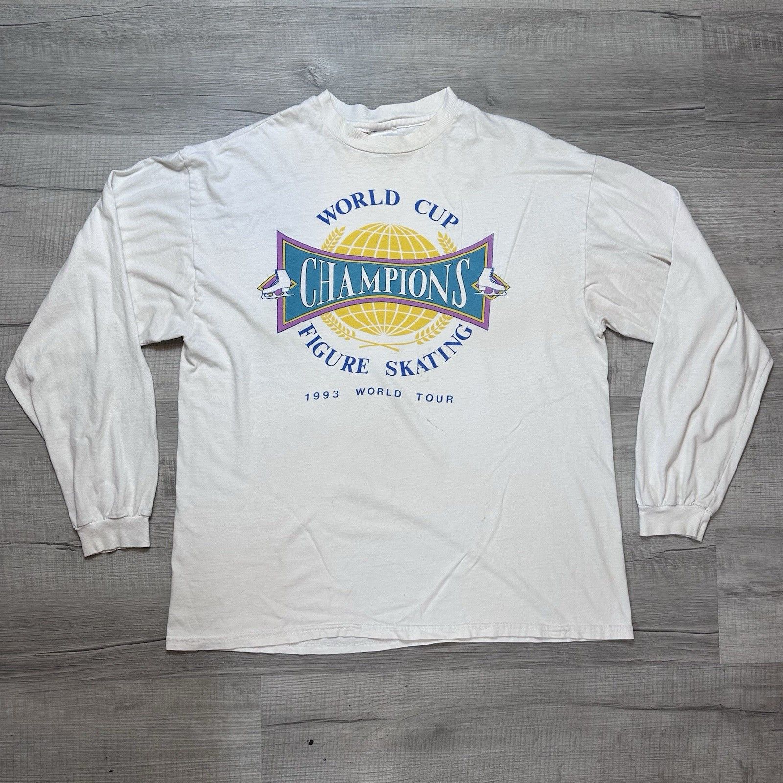 Hanes Vintage Figure Skating 1993 World Cup Long Sleeve T-Shirt Size US XL / EU 56 / 4 - 1 Thumbnail