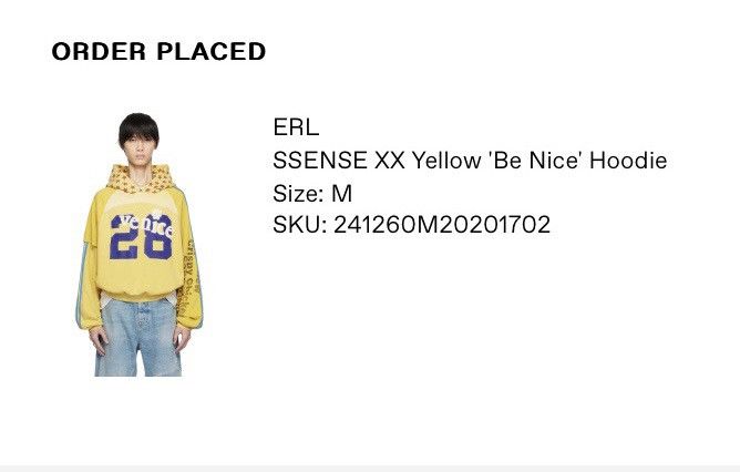 ERL ERL x SSENSE XX yellow “Be Nice” Hoodie Size US M / EU 48-50 / 2 - 16 Thumbnail