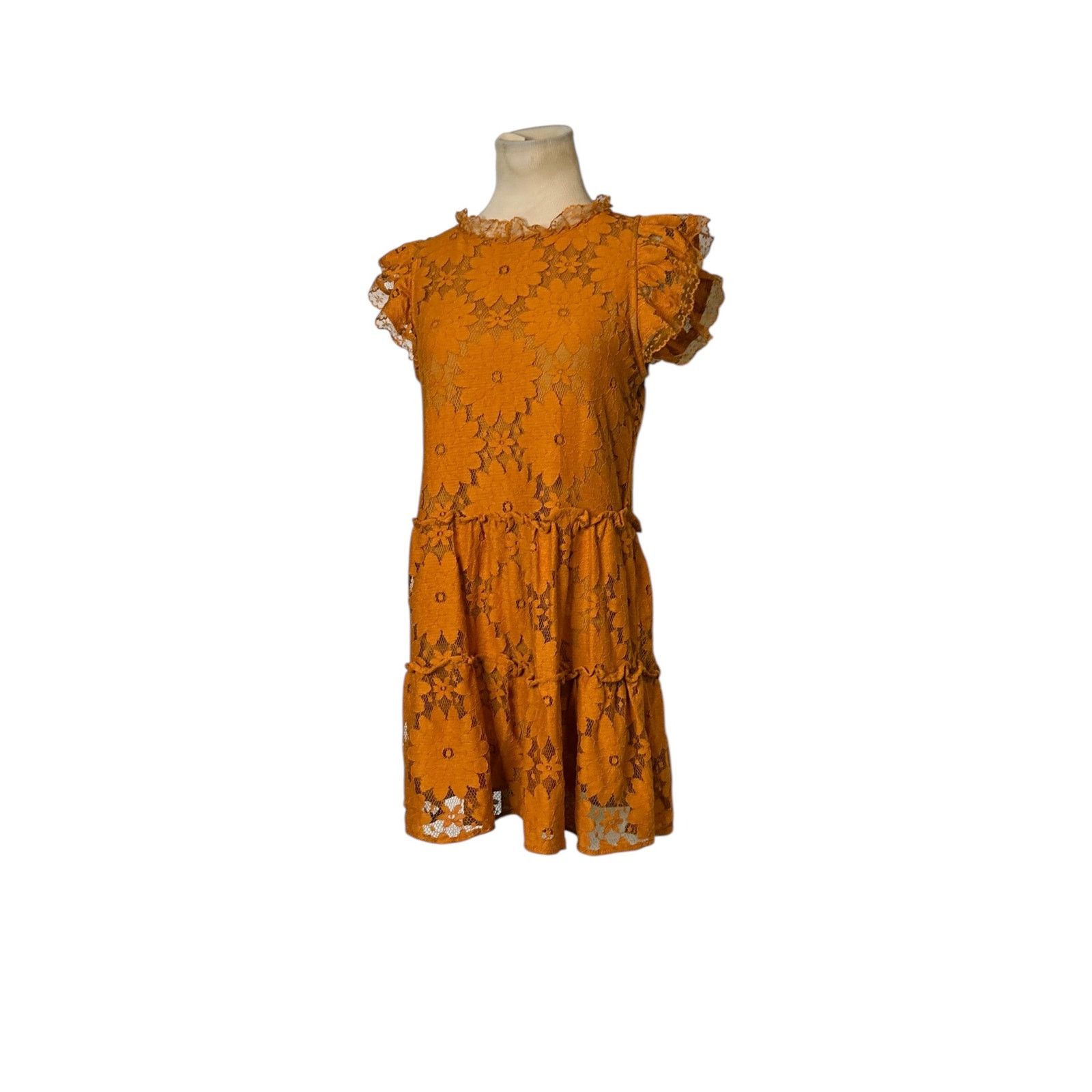 Anthropologie Blue Tassel gold floral lace tiered tunic mini dress size XS Size XS / US 0-2 / IT 36-38 - 15 Thumbnail